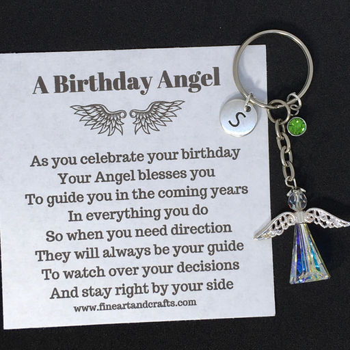 Birthday angel, Swarovski birthday gift, angel bag charm, personalised gift