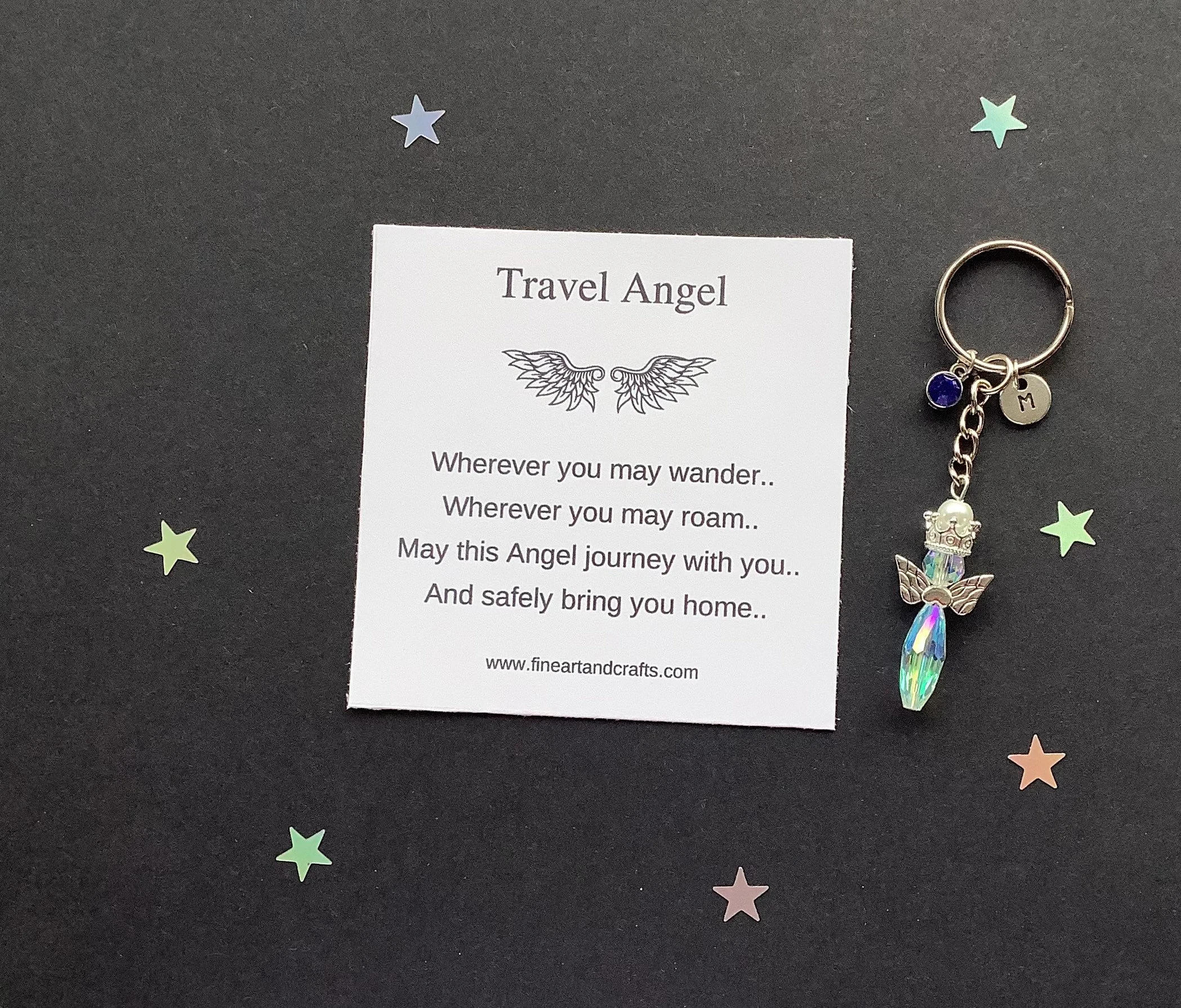 Guardian Angel Keychain, angel bag charm, Austrian Crystal luxury gift