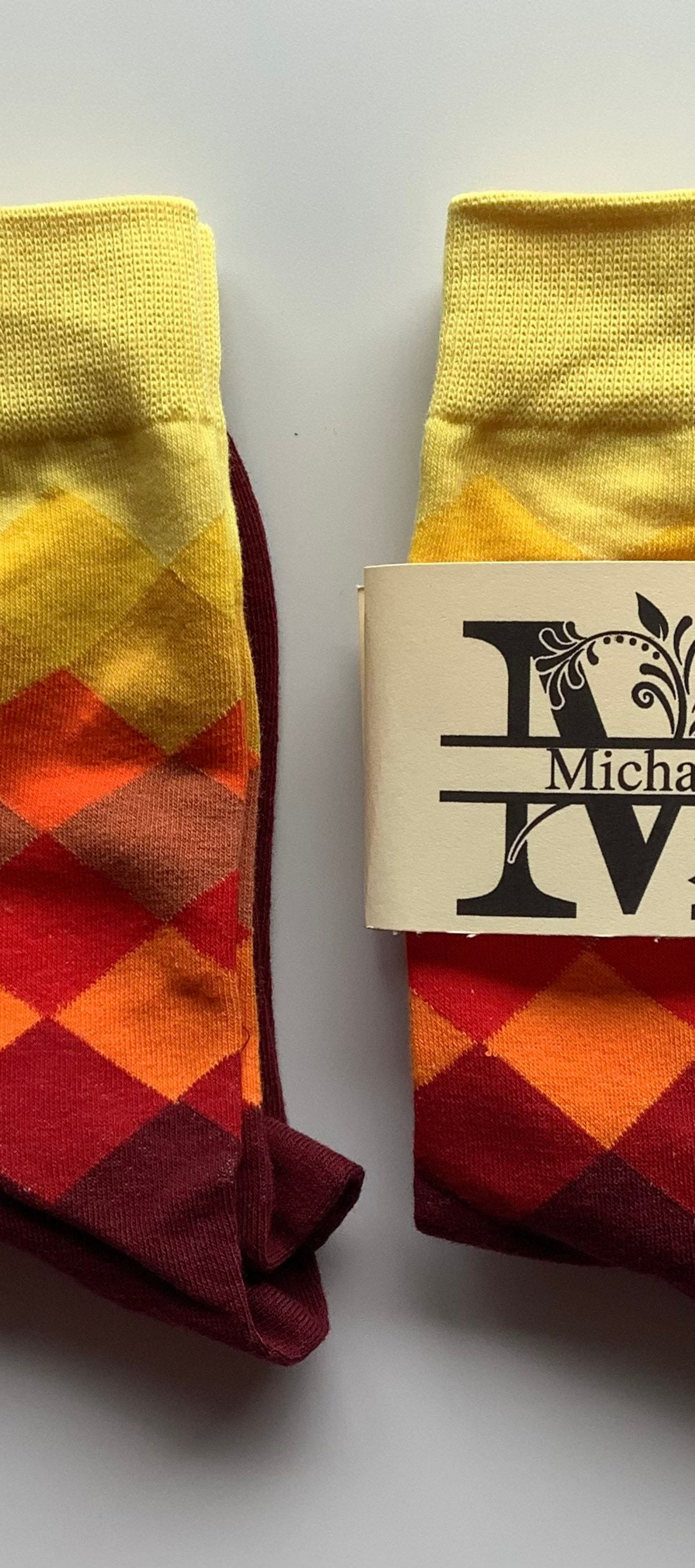 Personalised socks, custom label sock, multi coloured sock