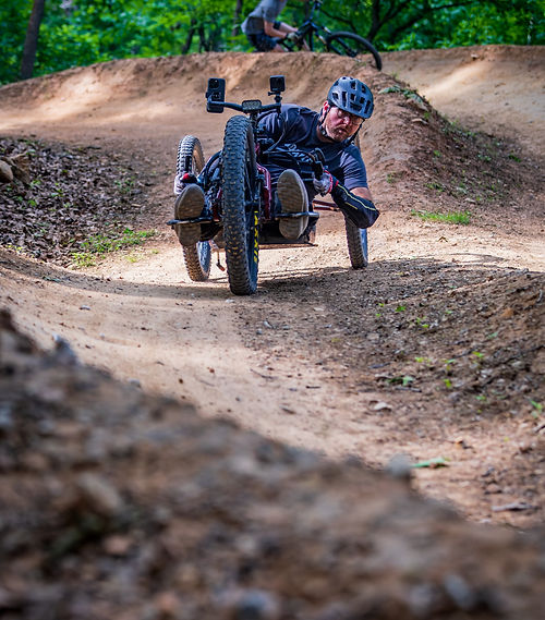 QuadOnabike leaning in anticipation of a berm