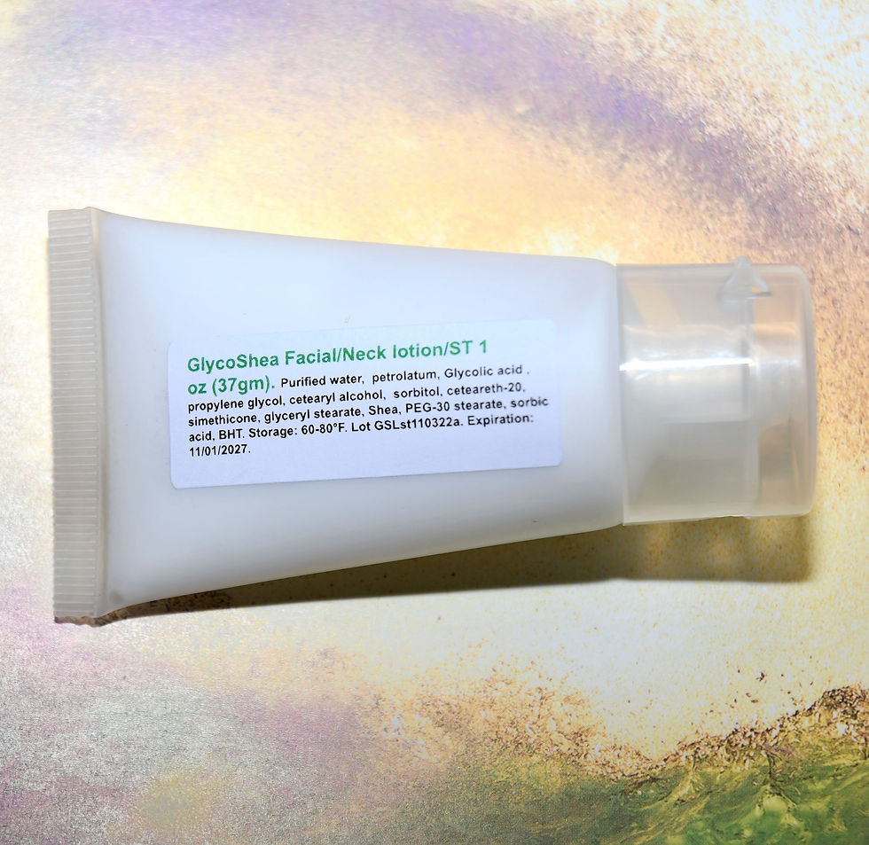 GlycoShea Facial&Neck Lotion has Glycolic Acid Alpha Hydroxy Acid Exfoliating moisturizer