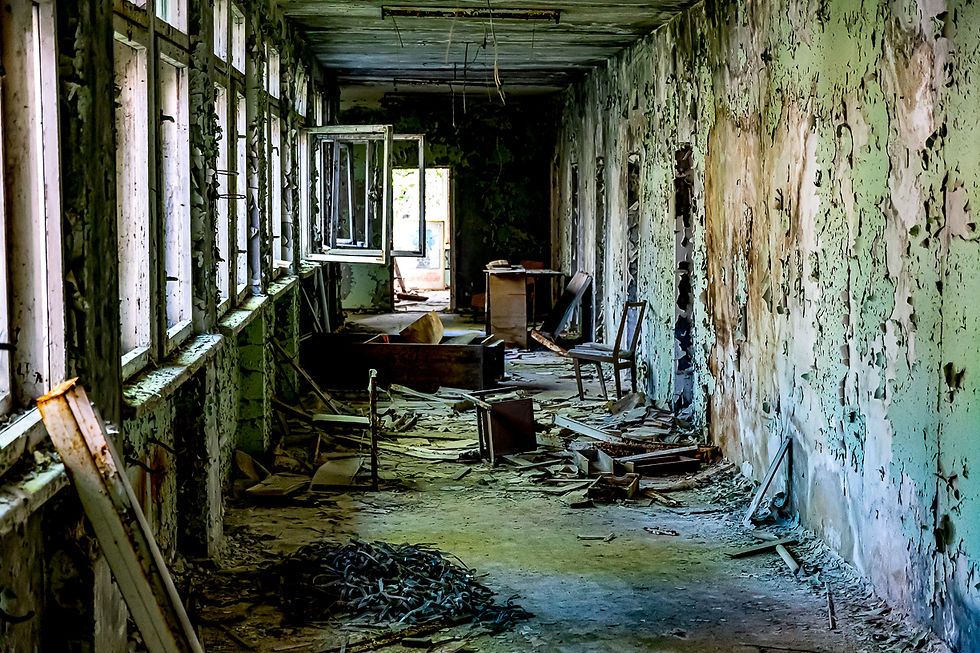 School corridor showing how quick things decay (31 years)