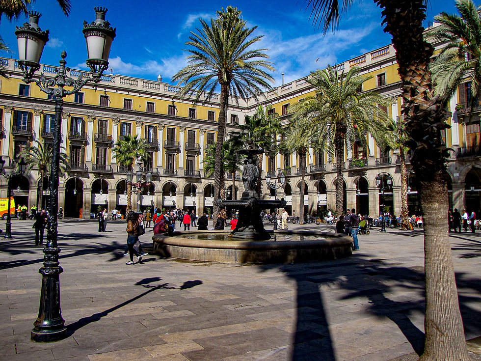 Placa Reial - arguably Barcelona’s most iconic square in the Barri Gòtic district