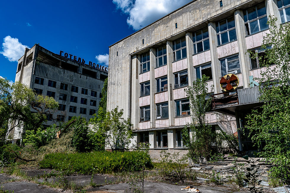 Pripyat Government building and hotel buildings