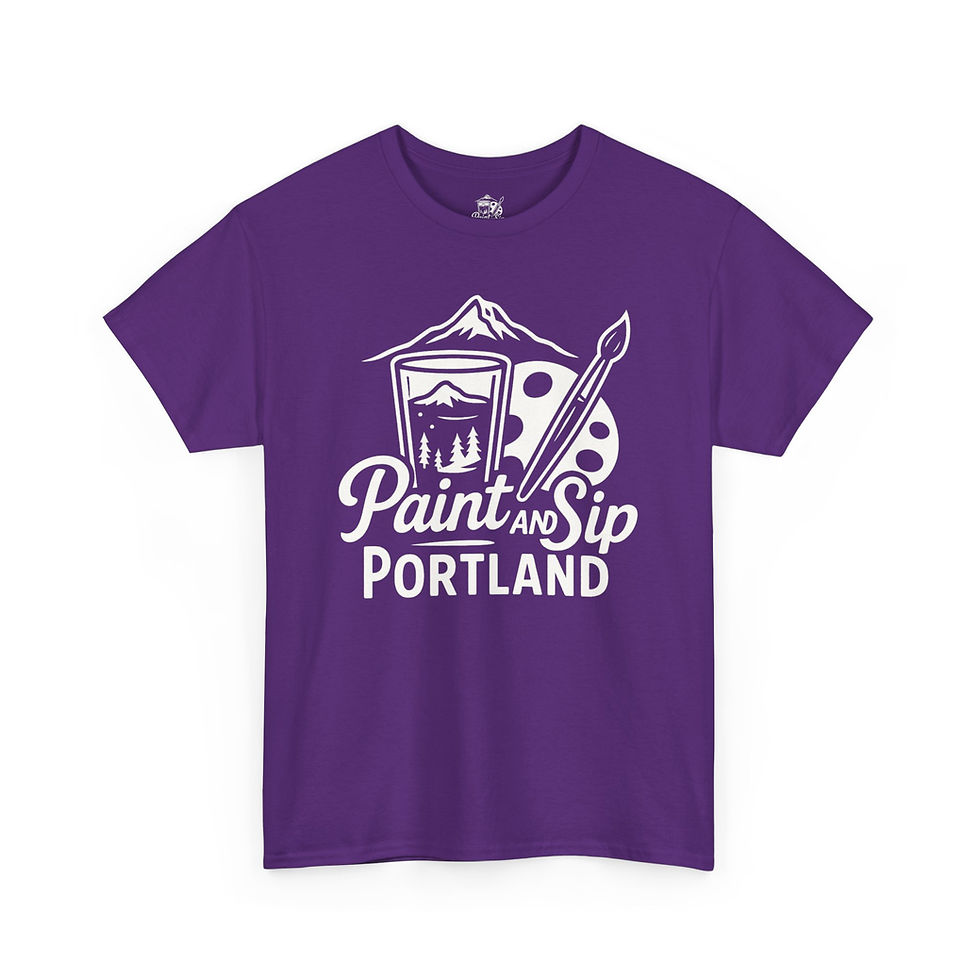 Thumbnail: Paint and Sip Portland Unisex Cotton Tee, Art Lover Gift