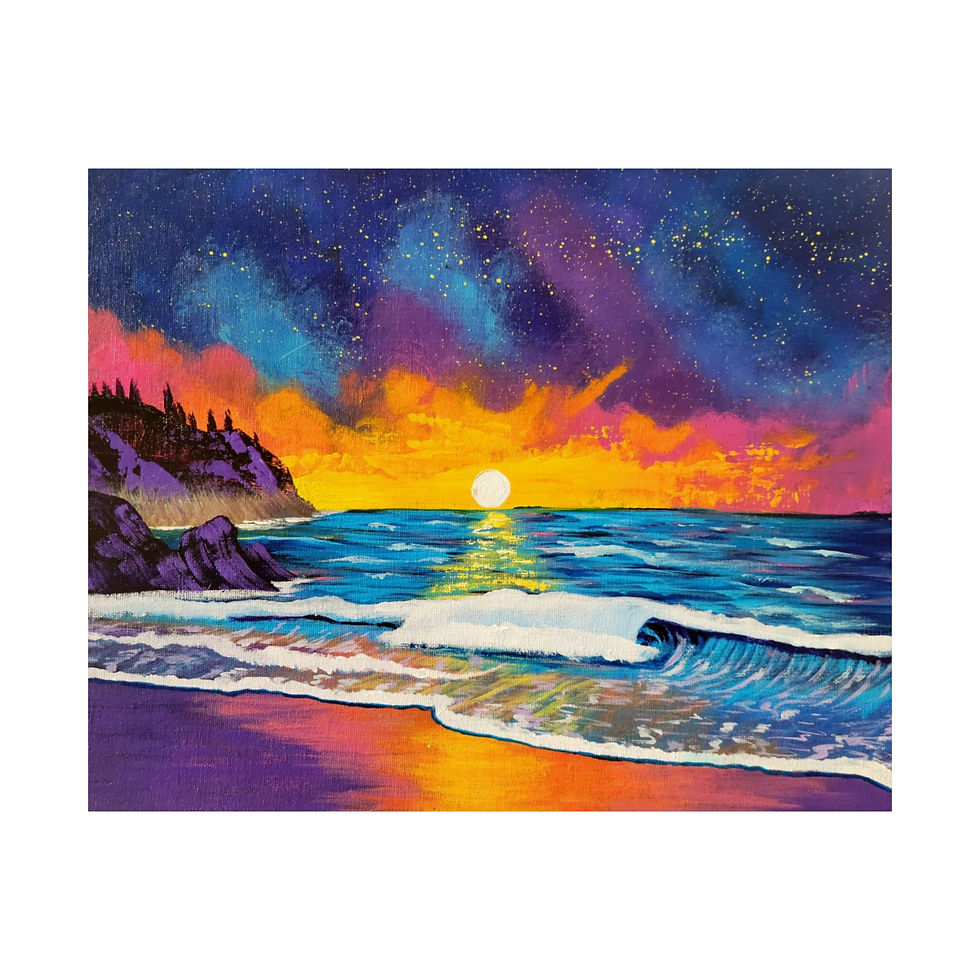 Thumbnail: Sunset Oregon Beach Art Print | Colorful Wave Art, Nature Decor, PNW Lovers