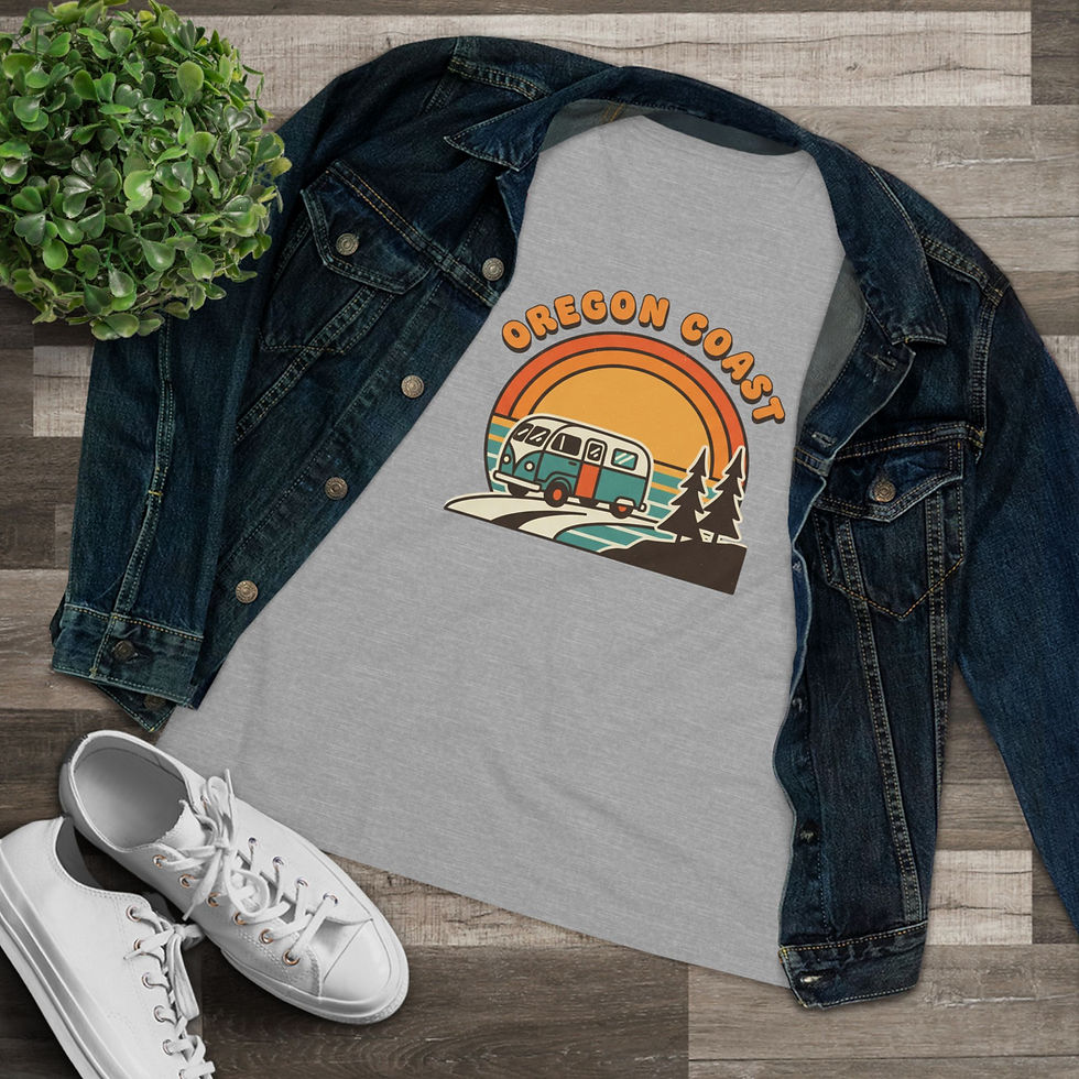Thumbnail: Oregon Coast Retro Sunset Women's Tee | 70s Road Trip Graphic Tee