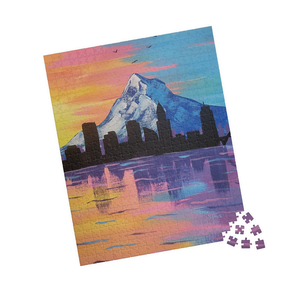 Thumbnail: Sunset Mountain Portland Skyline Puzzle | Mt. Hood, PNW City Gift