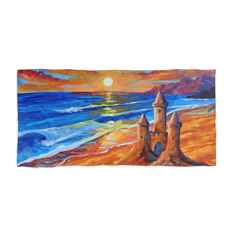 Thumbnail: Sunset Sandcastle Oregon Coastal Art Beach Towel