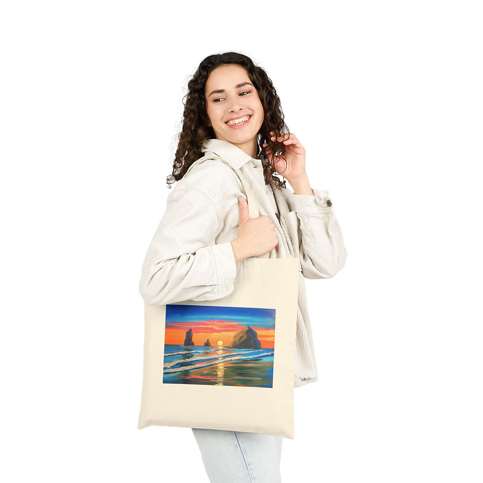 Thumbnail: Sunset Beach Tote Bag — Oregon Coast Canvas Beach Bag