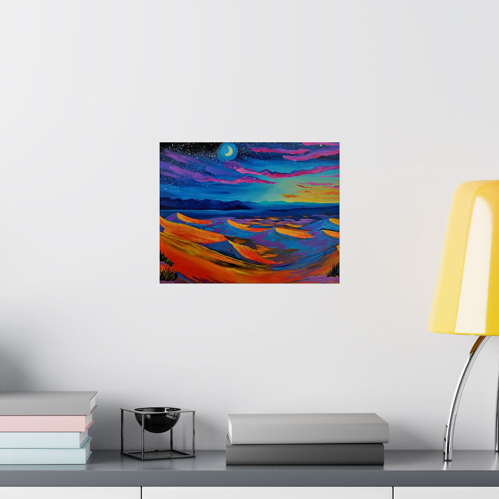Thumbnail: Vibrant Oregon Desert Moon Landscape Art Print: Nature Decor Wall Art, PNW Lover
