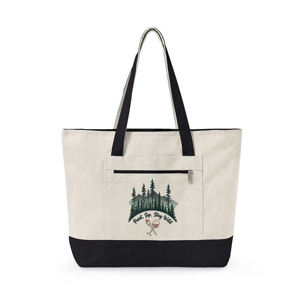 Thumbnail: Paint, Sip and Stay Wild Canvas Tote | Beach Bag