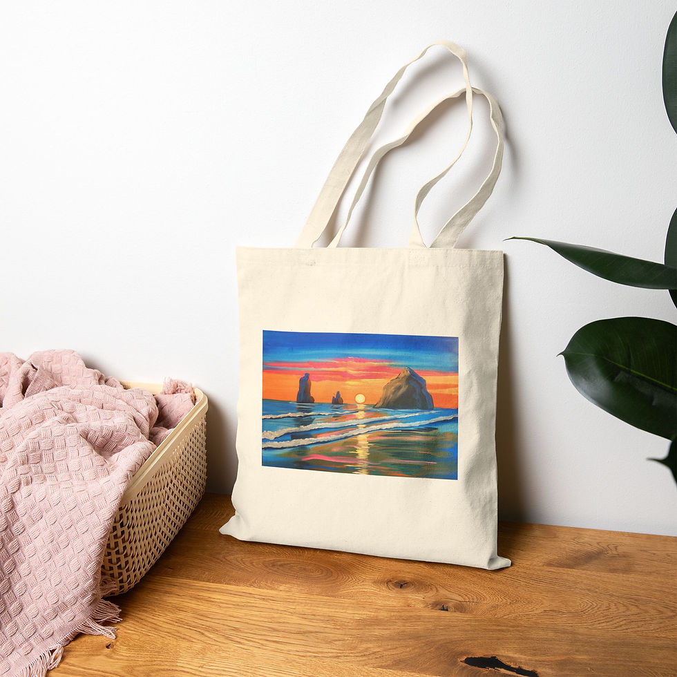 Thumbnail: Sunset Beach Tote Bag — Oregon Coast Canvas Beach Bag