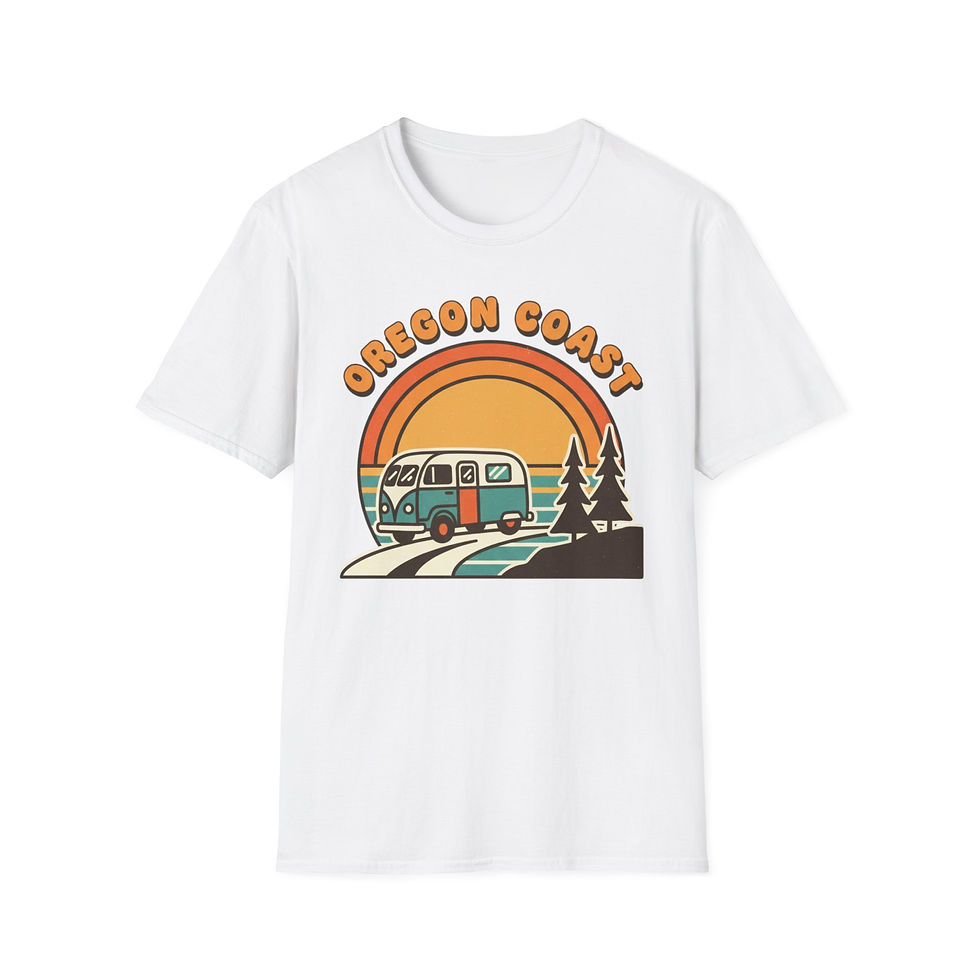Thumbnail: Oregon Coast Retro Sunset Unisex Tee | 70s Road Trip Graphic Tee