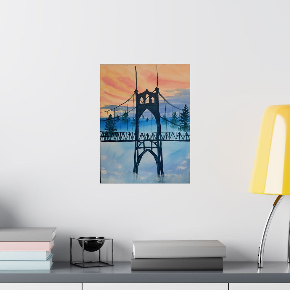 Thumbnail: St. Johns Bridge Sunset Fine Art Poster, Pacific Northwest Wall Art