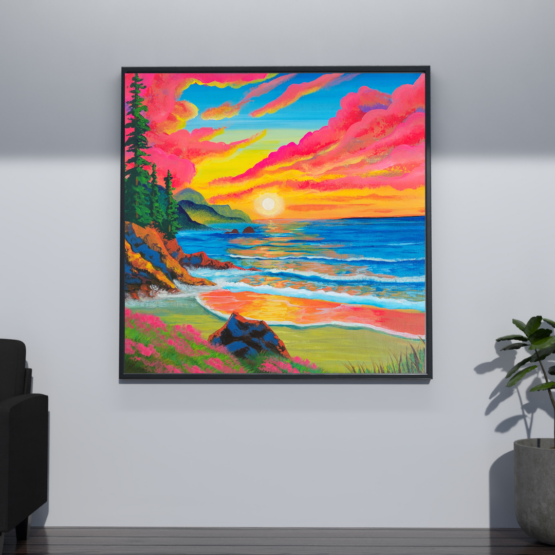 Vibrant Sunset Art Print | PNW Landscape, Coastal Decor