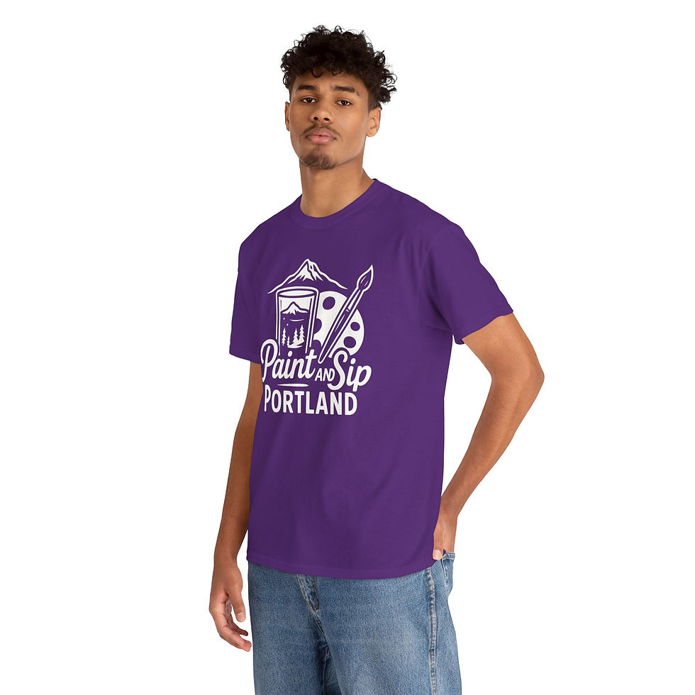 Thumbnail: Paint and Sip Portland Unisex Cotton Tee, Art Lover Gift