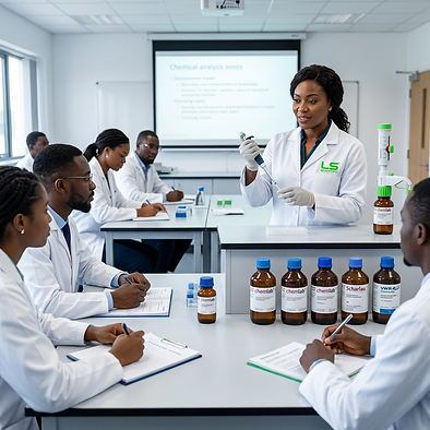 Firefly_Professional chemical analysis training session in Nigeria, classroom environment,