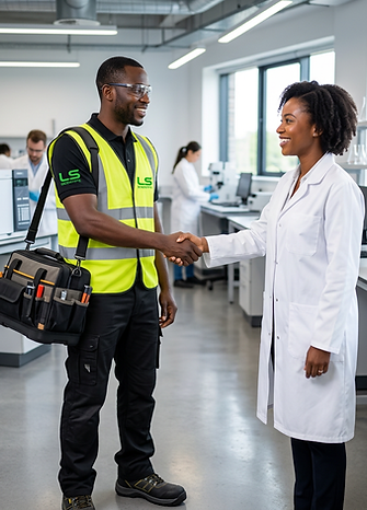 Firefly_Photorealistic square-format image showing a Nigerian LS Scientific field service