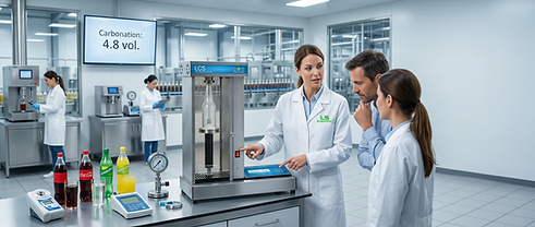 Firefly_Premium commercial photography, carbonation system (attached) in active use at a b