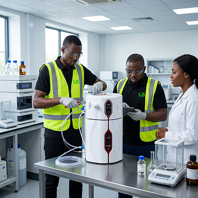 Firefly_Professional installation of an ELGA PURELAB water purification system at a custom