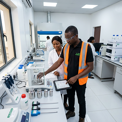 Firefly_Precision calibration of laboratory instruments at a customer facility in Nigeria.