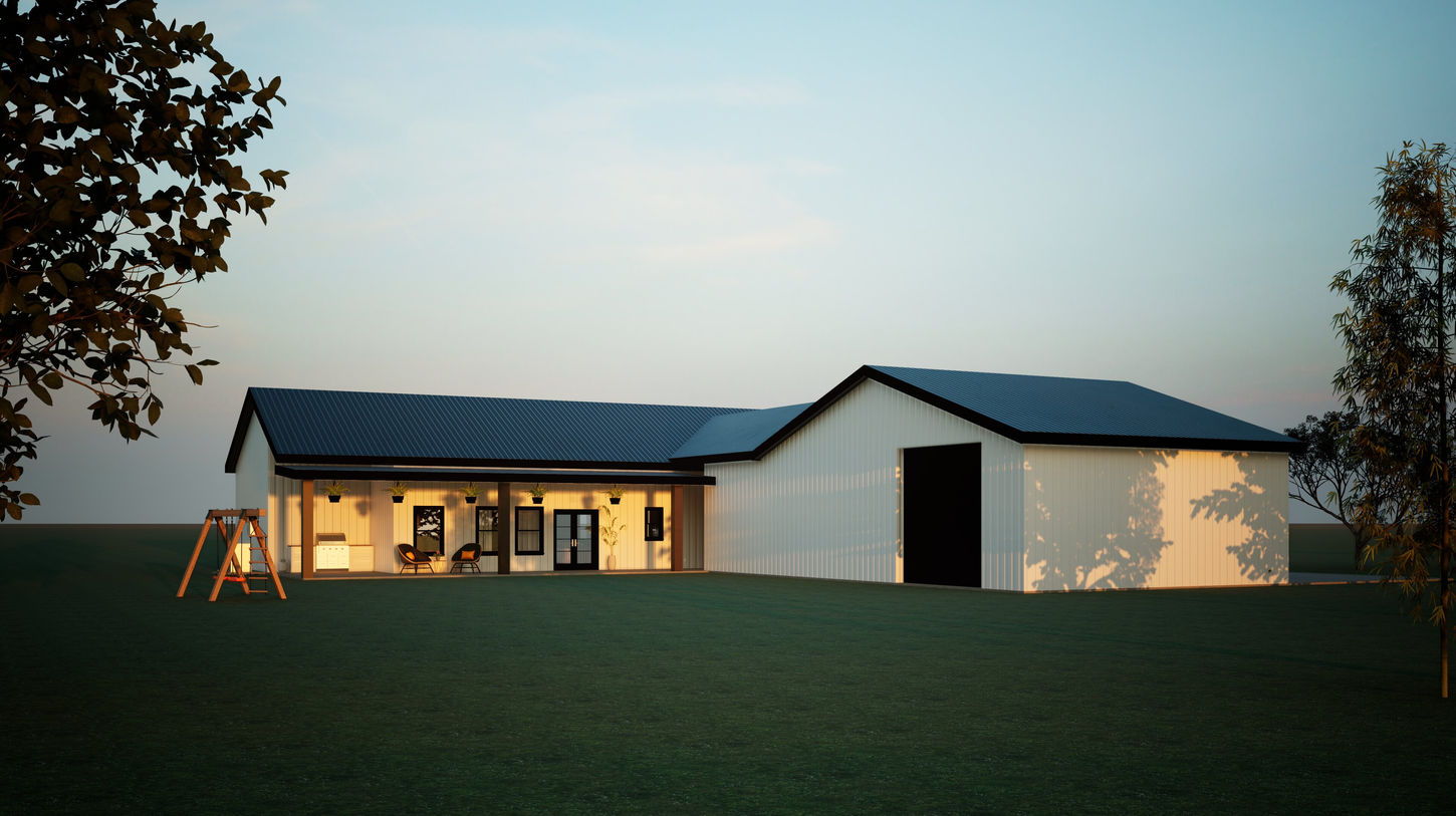 Exterior 3D rendering for custom home project in East Texas