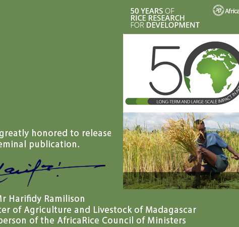 Release of new AfricaRice publication commemorating 50 years of rice innovation and impact 