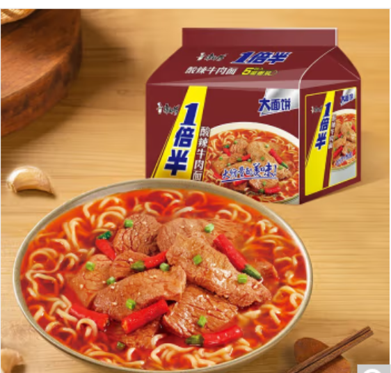 縮圖：康师傅 大面饼1倍半酸辣牛肉面128g*5