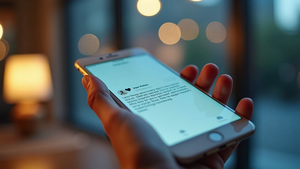 Close-up of a smartphone screen showing a social media post with a call to action