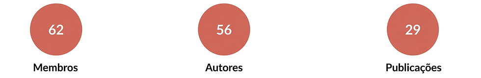 Digital graphic showing the number 56 inside a red circle, with the text "Autores" below, representing a count of authors.
