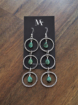 Twisted Wire 3 Tier Green Turquoise Hoops