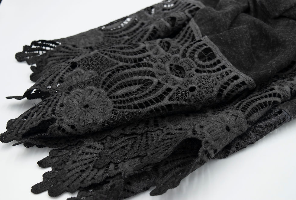 BLACK Lace Cotton Hijab
