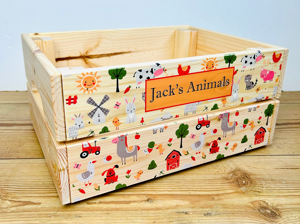 Thumbnail: Personalised Farm Animal toy crate