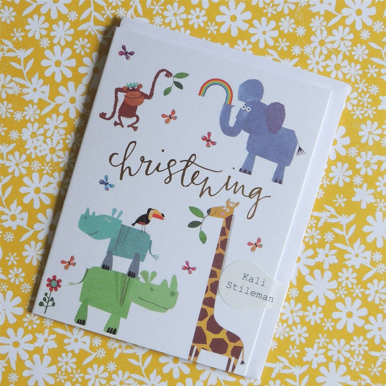 Animal Theme Christening Card (Tiddly Widdly 12 x 9 cm)