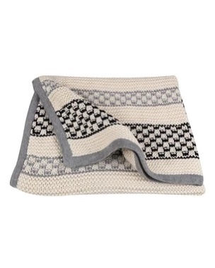 Organic Cotton Knitted Baby Blanket - Black, White, Grey