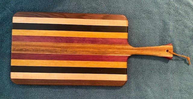 Multi Hardwood Handle cutting board | Wilkes Woodworking