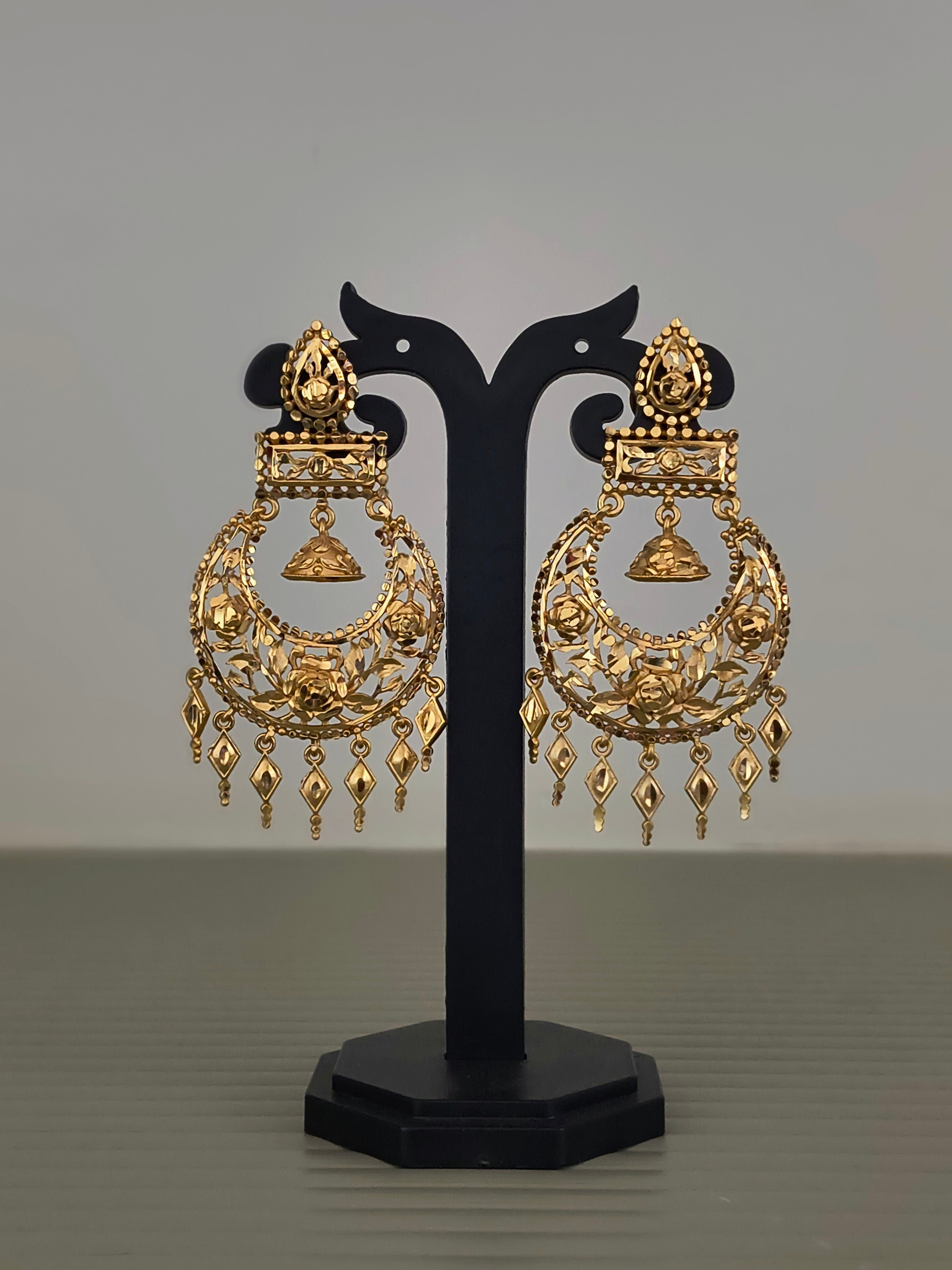 22k gold dust antique polish small chandbali 