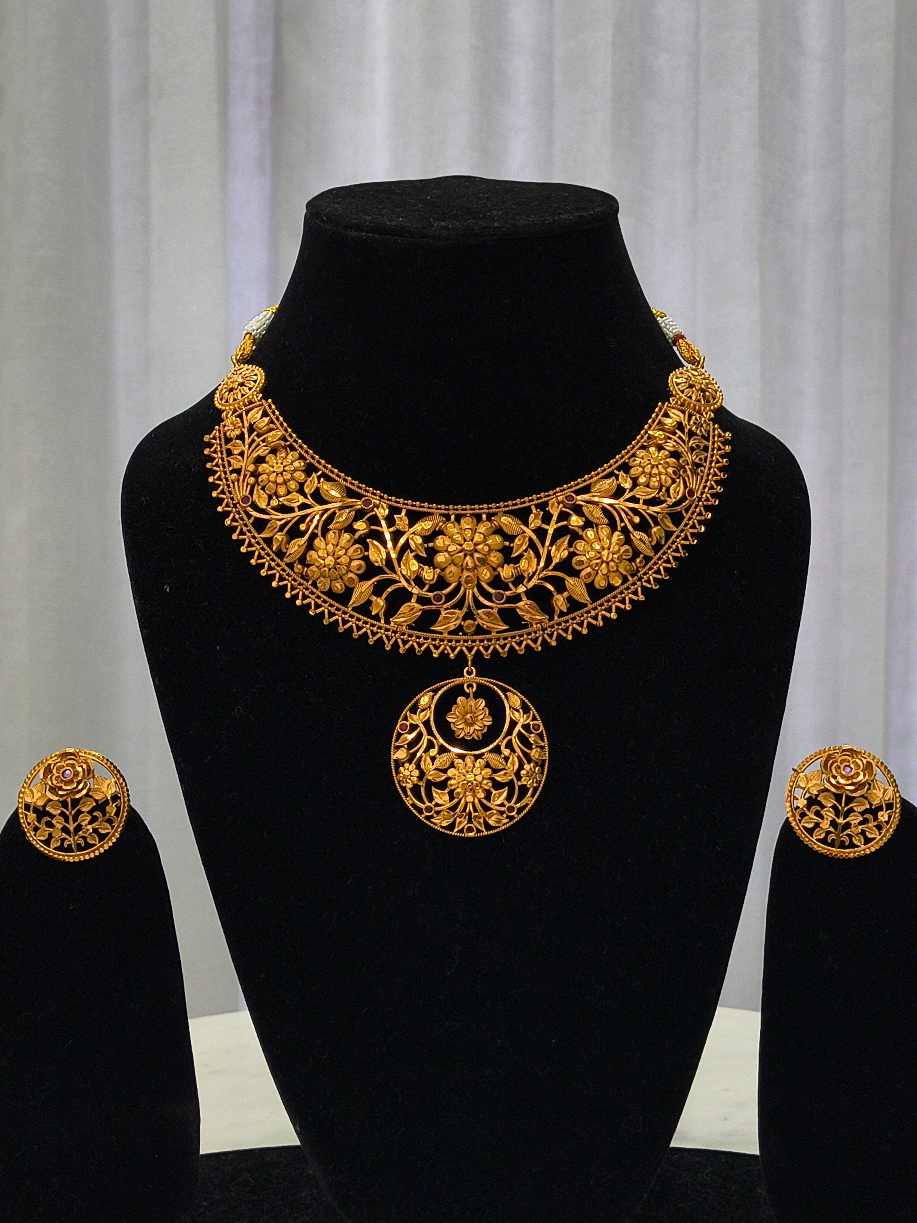 22k gold dust antique polish necklace set