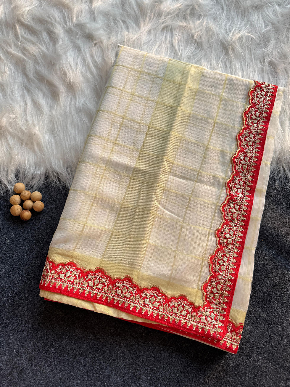 Thumbnail: Kota dariya zari check with Sabyasachi-inspired border (with blouse piece) 