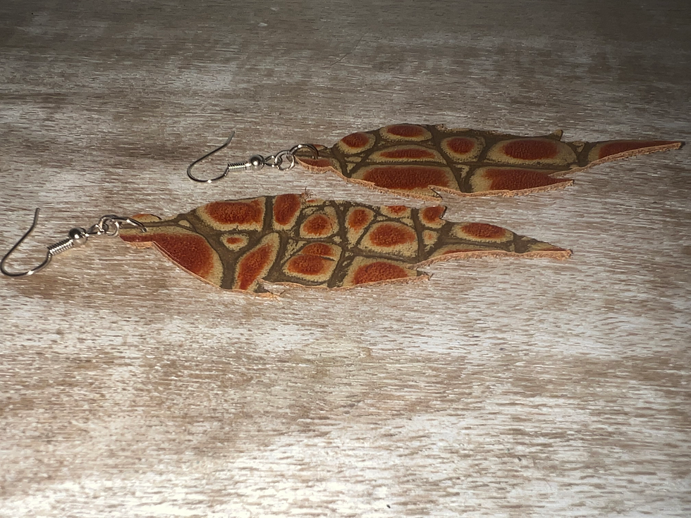 Thumbnail: Beautiful tan and Brown textured feather earrings