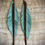 Thumbnail: Light Blue Feathered Leather/ Brown Tussle Earrings