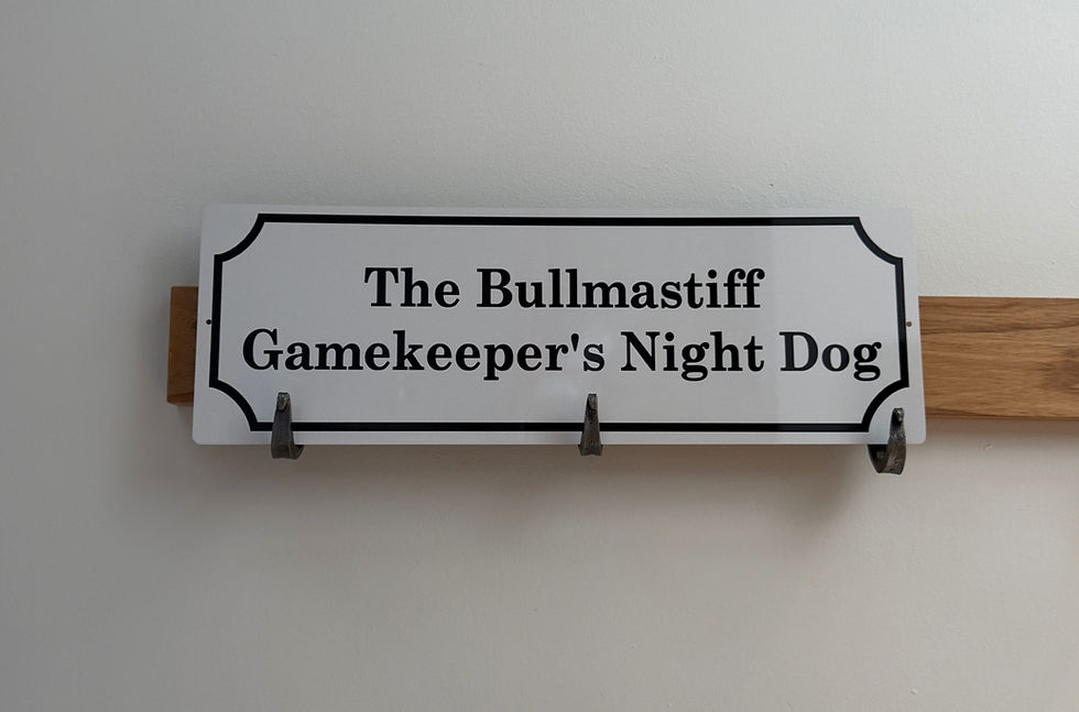 Bullmastiff Sign the Gamekeeper's Night Dog metal sign