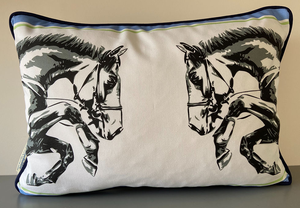 Thumbnail: Horsey Gift Eventing themed cushion