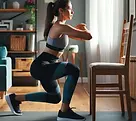 DALL·E 2025-02-25 21.55.24 - A woman performing a Bulgarian Split Squat exercise at home. 