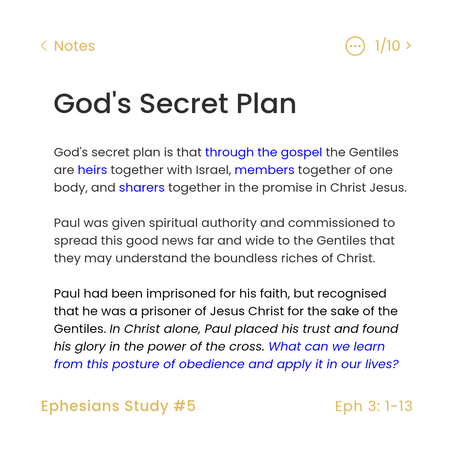 10 May: #5 God's Secret Plan Revealed (Eph 3:1-13)