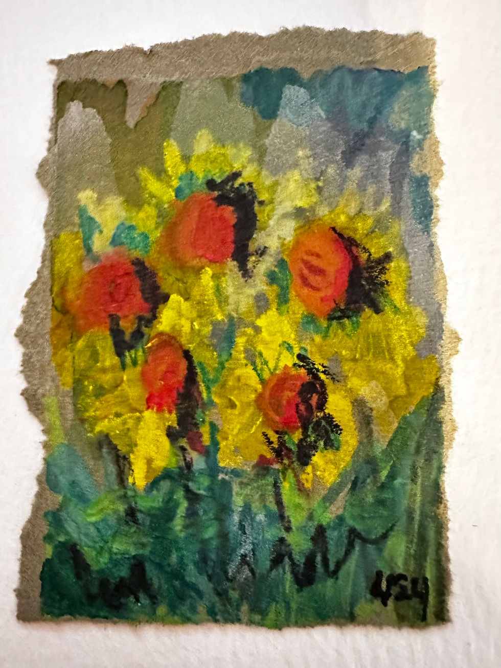 Thumbnail: Tiny Paintings Mounted on a Card #4
