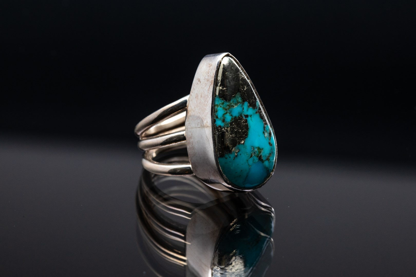 Kingman Turquoise and Pyrite Ring