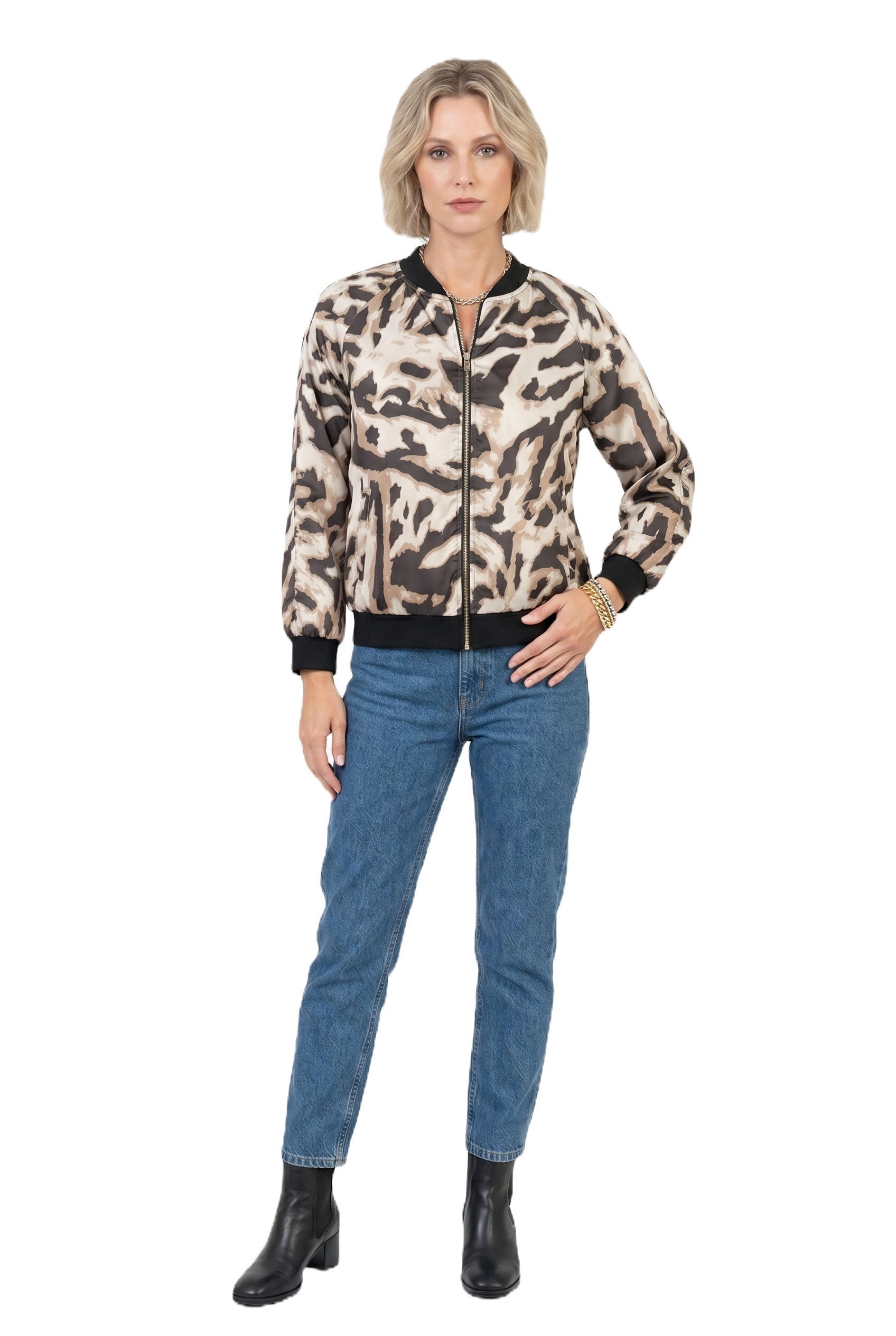 Jaqueta Bomber Animal Print Breeze