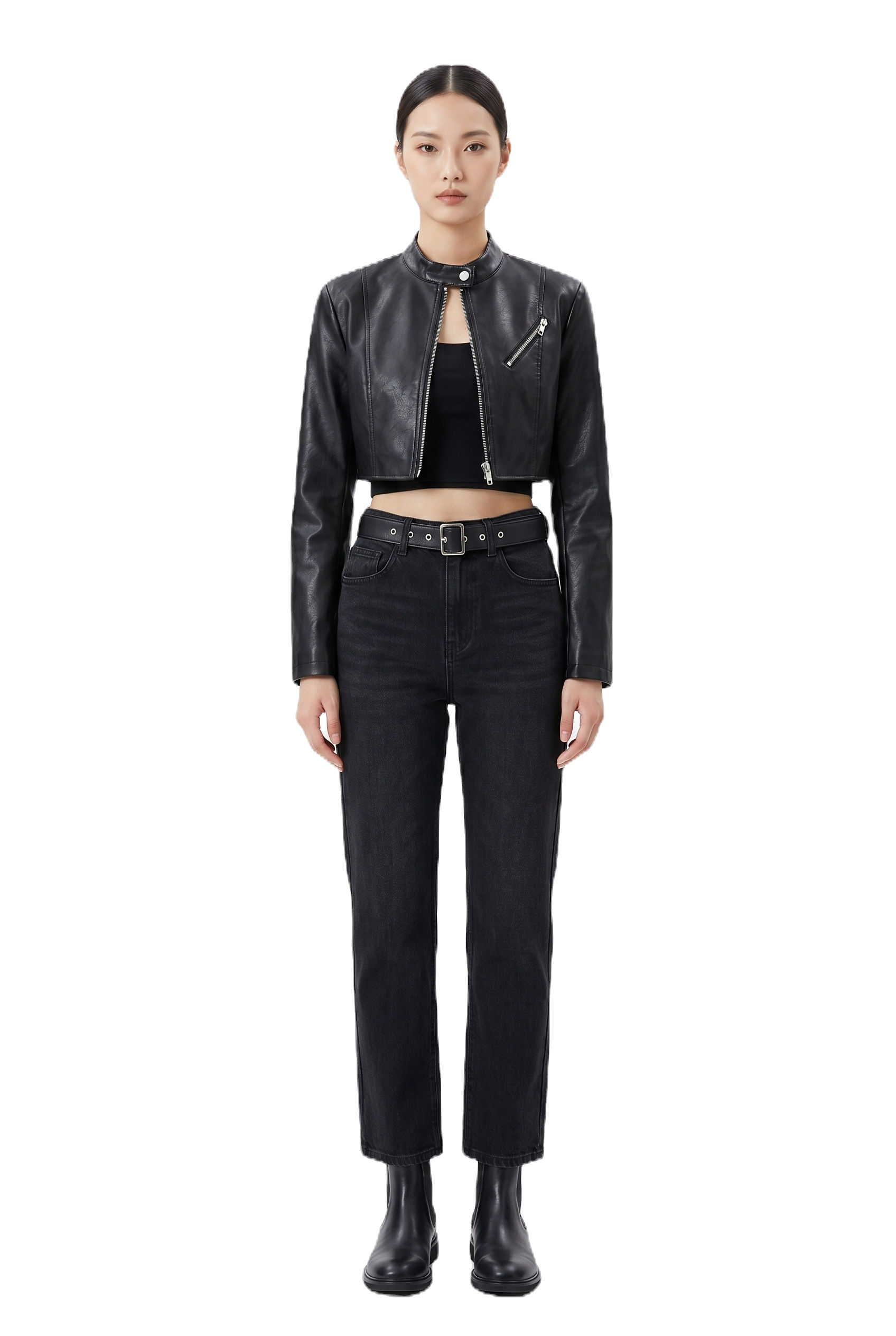 Jaqueta Couro Cropped Cyber Biker